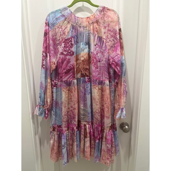 NWT Johnny Was Etta Floral Cotton-Silk Mini Dress Sz L - Picture 13 of 14